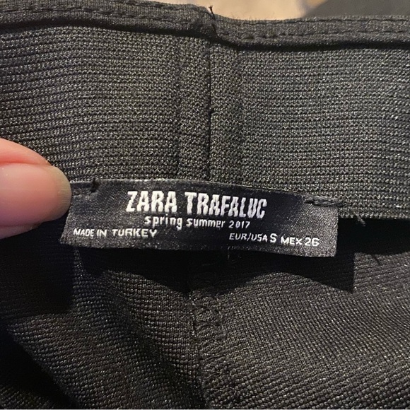 ZARA Women Black Flared Bell Bottom Stretchy Pants Size Small - Picture 6 of 9